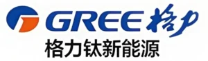 GREE Yinlong New Energy logo with blue GREE brand mark and Chinese company name, LTO lithium titanate battery technology brand