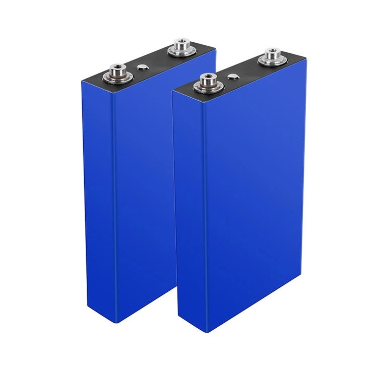 Pair of blue Lishen 20Ah LiFePO4 prismatic battery cells showing a compact aluminum shell and high-conductivity terminals.