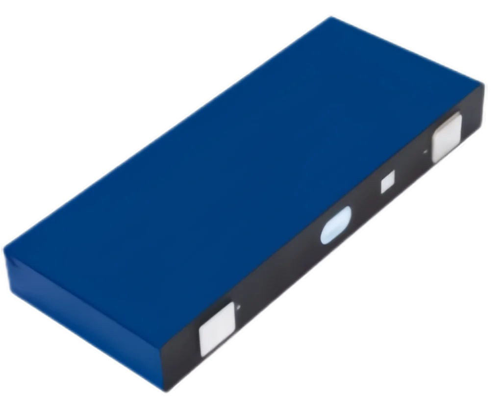 Real-world photo of two REPT CB62 65Ah LiFePO4 battery cells in blue aluminum casing, highlighting the ultra-slim 34mm blade-style form factor.