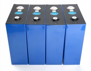 DLCPO factory-direct fresh EVE LF356L-V1 356.25Ah prismatic LiFePO4 battery cells with protective blue film and heavy-duty terminals for commercial energy storage system modular assembly.